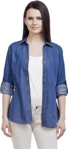 Ladybird Women's Solid Casual Denim Blue Shirt