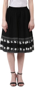 akkriti by pantaloons printed women layered black, white skirt 110024795BLACK