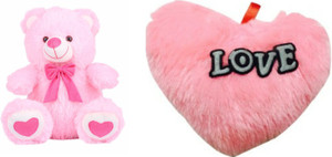 Kashish Trading Company KTC PInk Teddy Bear 12 Inch And Get A Free Pink Color Dill 10 Inch - 12 inch
