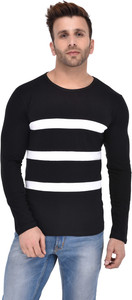 BigIdea Striped Men's Round Neck Black, White T-Shirt