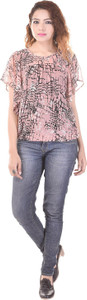 Saarvi Fashion Casual Half Sleeve Printed Women's Multicolor Top