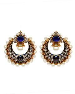 moKanc Bollywood Big Kundan Enamel Hoop Earring