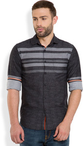 Locomotive Men's Printed Casual Black, Grey Shirt