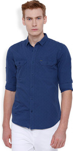 Locomotive Men's Solid Casual Blue Shirt