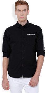 Locomotive Men's Solid Casual Black Shirt