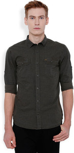 Locomotive Men's Solid Casual Green Shirt