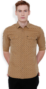 Locomotive Men's Solid Casual Beige Shirt