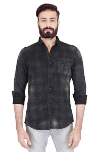Lsd Casuals Men's Checkered Casual Denim Black Shirt