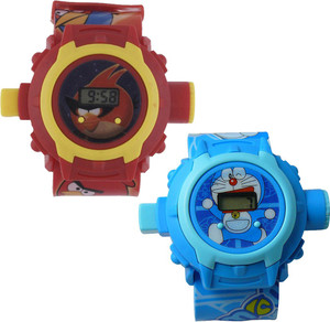 Shanti Enterprises Combo Angry Bird and Doraemon 24 Images Projector Watch Digital Watch - For Boys