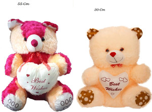 Kashish Trading Company Ktc Pink & Pink Baby Teddy (28 Inch ) And Get A Free Cream Teddy Bear 10 Inch. - 28 inch