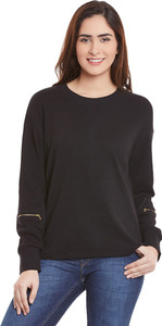 Miss Chase Casual Full Sleeve Solid Women's Black Top