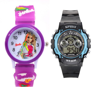 Creator Barbie Round Dial And Sports(Random Colours Available) Analog-Digital Watch - For Boys & Girls