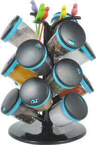 Shubheksha 15 Pcs Modern Spice Rack (Blue) - 100 ml Plastic Spice Container