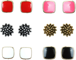 Waama Jewels Waama Jewels Elegant Pair Of Six Beautiful Studs Combination For Daily Wear, Office Wear, Daily Wear Valentine's Day Special Combo Pearl Brass Stud Earring