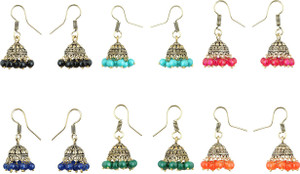 Waama Jewels Six Beautiful Jhumkis Combination For Party wear, Wedding & Winter Collection,South Indian Festival Combo Pearl Brass Jhumki Earring