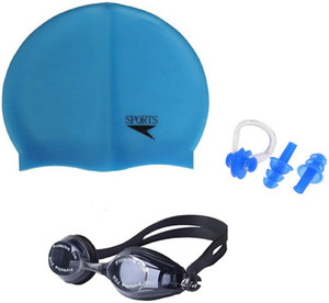Credence Sports (Swimming Cap, Swimming Goggle, Set of Ear & Nose plug) Swimming Kit