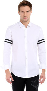 Dennis Lingo Men's Solid Casual White Shirt