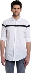 Dennis Lingo Men's Solid Casual White Shirt