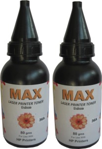 Max Deluxe Laser Powder Pack of 2 Each 80gms For HP Laserjet 36A Single Color Toner