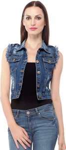 Clo Clu Sleeveless Solid Women's Denim Jacket