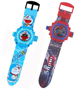 Fashion Gateway Spiderman and Chota Bheem, 24 Image Project Digital Watch for Kids Red::Blue Digital Watch - For Boys & Girls