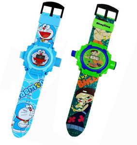Fashion Gateway Doraemon and Chota Bheem, 24 Image Project Digital Watch for Kids Blue::Green Digital Watch - For Boys & Girls