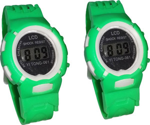 Fashion Gateway Kids Digital watch Green, pack of 2 Green Digital Watch - For Boys & Girls