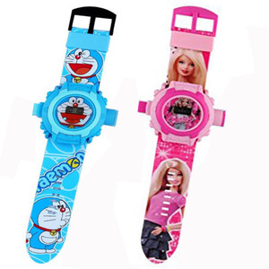 Fashion Gateway Doraemon and Barbie, 24 Image Project Digital Watch for Kids Blue::Pink Digital Watch - For Boys & Girls