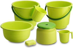 Shrih 7 Piece Green Bathroom Set 25 L Plastic Bucket Best Shrih 7 Piece Green Bathroom Set 25 L Plastic Bucket