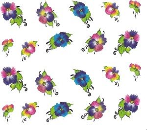 SENECIO™ Rose Bunch Multicolor Style - 9 Nail Art Manicure Decals Water Transfer Stickers Sheet
