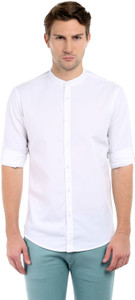Dennis Lingo Men's Solid Casual White Shirt