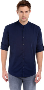 Dennis Lingo Men's Solid Casual Dark Blue Shirt