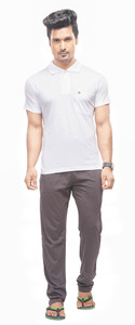 BUMCHUM Solid Men s Round Neck White T 