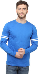 Sayitloud Solid Men's Round Neck Blue, White T-Shirt