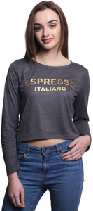 Espresso Casual Full Sleeve Printed Women's Black Top