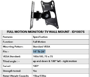 e-STORES 10075 Full Motion TV Mount