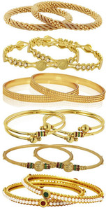 Jewels Galaxy Alloy Pearl Copper Bangle Set