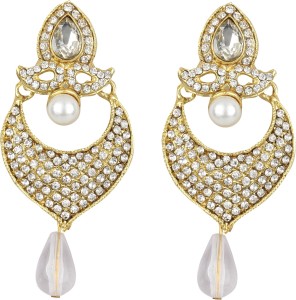 Jewels Guru Diva Style Cubic Zirconia Alloy Chandbali Earring