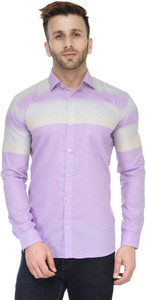 Being Fab Men's Self Design Casual Purple Shirt