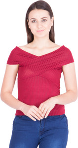Khhalisi Casual Short Sleeve Solid Women's Red Top