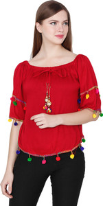 My Swag Casual Half Sleeve Solid Women's Red Top
