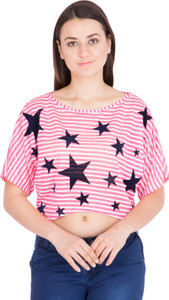 Khhalisi Casual Short Sleeve Printed Women's Pink Top