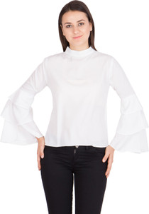 Khhalisi Casual Full Sleeve Solid Women's White Top