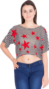 Khhalisi Casual Short Sleeve Printed Women's Black Top