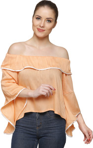 Stylome Casual Bell Sleeve Solid Women's Multicolor Top