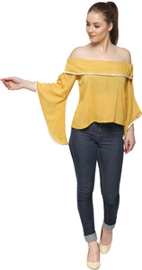 Stylome Casual Bell Sleeve Solid Women's Multicolor Top