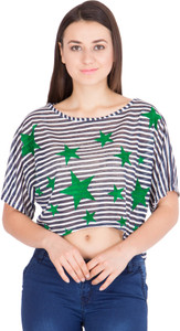 Khhalisi Casual Short Sleeve Printed Women's Dark Blue Top