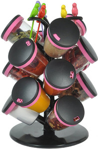 Shubheksha 15 Pcs Modern Spice Rack (Pink) - 100 ml Plastic Spice Container