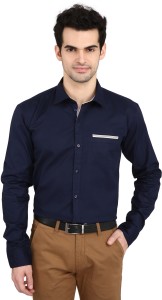 Bombay Casual Jeans Men's Solid Casual Blue Shirt