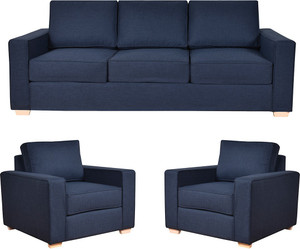 Furny Fabric 3 + 1 + 1 Dark Blue Sofa Set